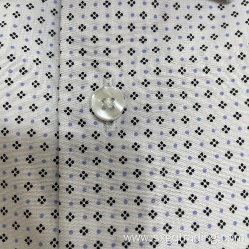 Mini print cvc male shirts short sleeve